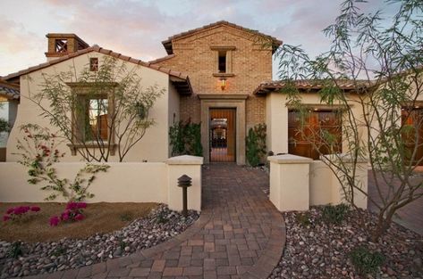 Family Home Exterior, Entry Design Ideas, Perimeter Wall, Georgiana Design, Mediterranean Exterior, Courtyard Entry, Mediterranean Style House Plans, Entry Design, Spanish Architecture