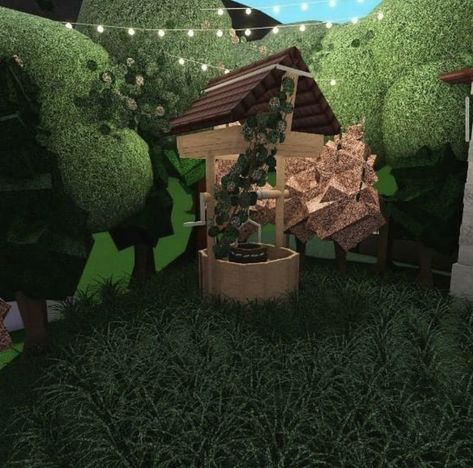 Bloxburg Forest House Ideas, Bloxburg Picnic Area, Bloxburg Small Garden Ideas, Bloxburg Forest Ideas, Bloxburg Mushroom House, Landscape Bloxburg, Roblox Garden, Bloxburg Bridge, Bloxburg Fairycore