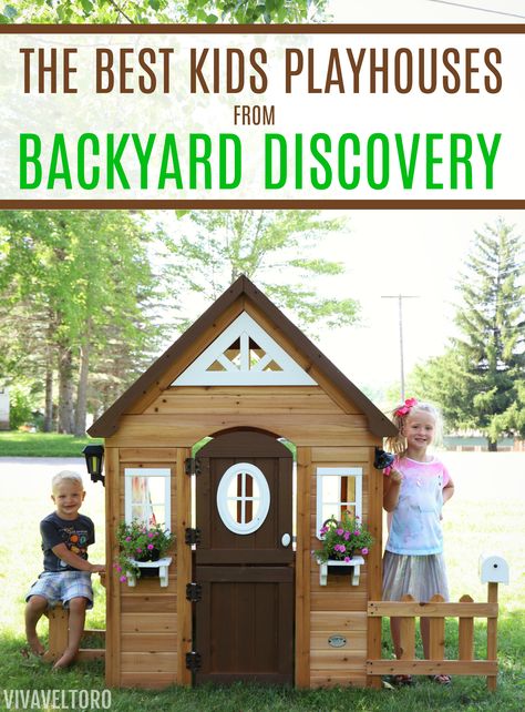 Want an adorable playhouse for your yard? Backyard Discovery offers a large variety of kids playhouses; they have something for everyone! Plus, with accessories and features you can\'t find elsewhere, your kids will LOVE playing \'house\'. Check out the Aspen Playhouse #ontheblog.  #ad #BackyardDiscovery #kids #kidsplayhouse Backyard Discovery Aspen Playhouse Makeover, Playhouse Ideas, Kids Giveaway, Outdoor Fun For Kids, Cute Curtains, Playhouse Outdoor, Flower Pot Holder, Diy Projects For Kids, Outdoor Activities For Kids