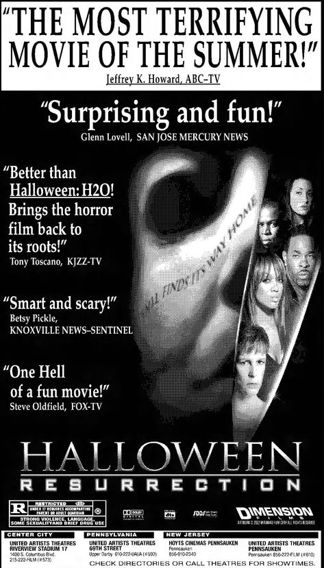 Halloween Resurrection Poster, Horror Icons Art, Halloween 2 1981, Terrifying Movies, Halloween H20, Alien Resurrection Poster, Halloween Resurrection, Halloween 2007, Halloween Franchise