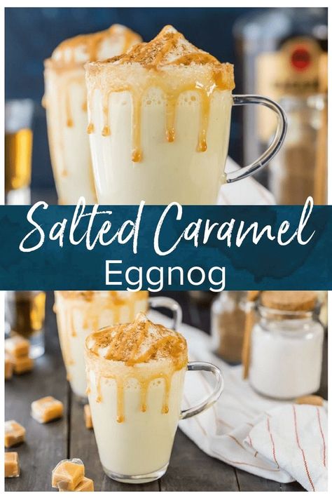 Easy Eggnog Recipe, Egg Nog Recipe Easy, Eggnog Recipes, Eggnog Drinks, Eggnog Recipe Homemade, Easy Eggnog, Homemade Salted Caramel, Caramel Recipe, Homemade Eggnog