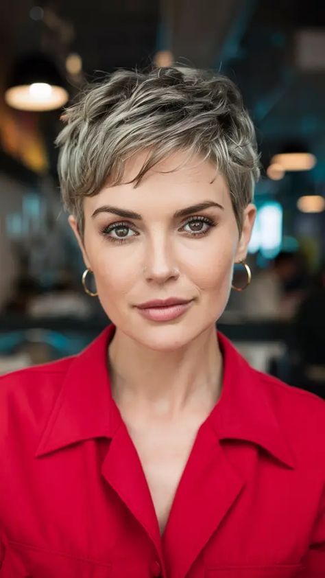 Soft Pixie Haircut Fine Hair, Fine Thinning Hair, Haircuts Trendy, Pixie Haircut Fine Hair, Short Brunette Hair, Bangs Wavy Hair, Shaggy Pixie, Wavy Pixie, Sassy Haircuts