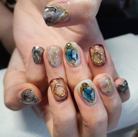 60 Cool Abstract Nail Art Ideas To Try This Year Abstract Nail Art Designs, Different Color Nails, Abstract Nail, Korean Nail Art, Marble Nail, Abstract Nail Art, Nail Time, Heart Nail Art, Marble Nail Art