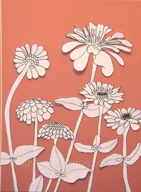 Flower Mural, Flower Line Drawings, Zinnia Flowers, Tree Sketches, Original Ink Drawing, Flower Doodles, Botanical Drawings, Flower Art Painting, Mat Board