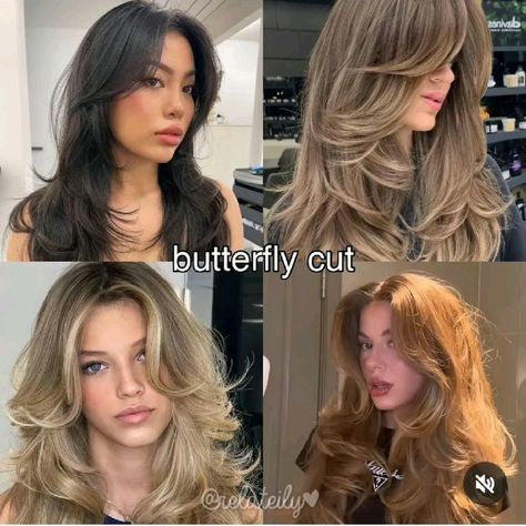 Gorgeous Butterfly Haircut Ideas for a Fresh Look Straightened Butterfly Haircut, Butterfly Cut Girl, Hair Cut For Girls Butterfly, Butterfly Haircut Inspo Pic, Aesthetic Haircuts Long Hair, Butterfly Haircut With Curly Hair, Butterfly Layers Hair Medium Straight, Butterfly Haircut Without Styling, Butterfly Haircut Medium Length Hair