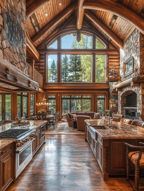 Attractive Log Cabins Boho Homes, Luxury Outdoor Spaces, Log Cabin Plans, Western Rooms, Cabin Interiors, Log Cabin Homes, Log Cabins, Dream House Interior, Tiny House Plans