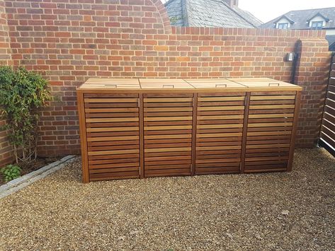 Outdoor Bike Storage, Bin Shed, Timber Screens, Outdoor Kitchen Decor, Timber Slats, Driveway Design, Bin Store, Backyard Renovations, Diy Renovation