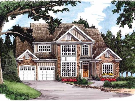 New+American+House+Plan+with+2179+Square+Feet+and+4+Bedrooms+from+Dream+Home+Source+|+House+Plan+Code+DHSW32049 Frank Betz, American House Plans, European House Plan, American House, European House, Building Section, Two Story Homes, Home Plans, Sims 4 Houses