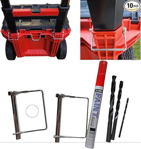 Extra heavy duty handle quick release mod kit for Milwaukee PACKOUT by Workingman's helper | 5/16" locking pins| rolling toolbox packout mod kit | quick handle removal kit | packout pins Milwaukee Packout Ideas, Milwaukee Packout, Quick Release, Tool Box, Milwaukee, Heavy Duty, Pins