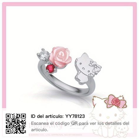 Hello Kitty Ring, Hello Kitty Jewelry, Charmmy Kitty, Unique Roses, Cat Ring, Rose Ring, Rose Jewelry, Cuff Rings, Themed Jewelry