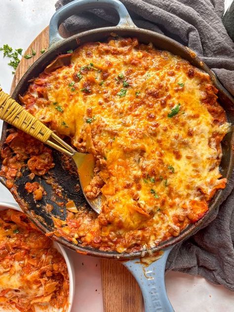 By The Forkful By The Forkful, Lentil Lasagna, Vegetarian Skillet, Lasagna Vegetarian, Skillet Lasagna Recipe, Curry Recipes Vegetarian, One Pot Vegetarian, Skillet Lasagna, Lunch Options