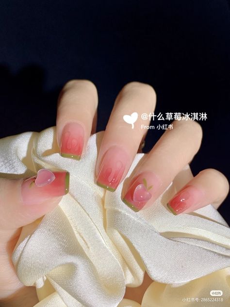 Strawberry Douyin Nails, Pink Gel Nails Korean, My Melody Gel Nails, Chinese Jelly Nails Pink, Cute Jelly Nails Korean Pink, Heart Nail Designs, Beauty Hacks Nails, Korean Nails, Pretty Gel Nails