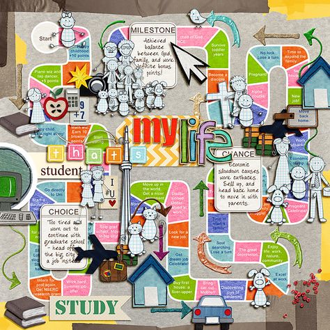 Life as a board game Personal Timeline, Life Timeline, Timeline Project, Life Map, Life Board, Journal Layout, School Counseling, School Counselor, Scrapbook Embellishments