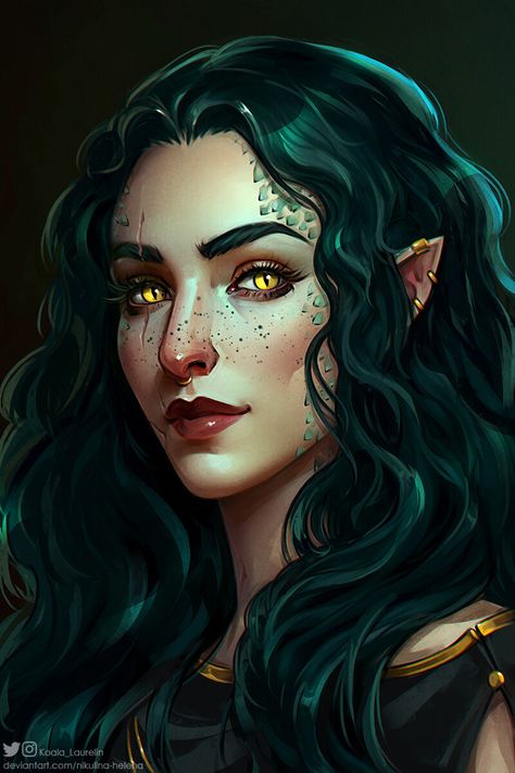 Dragon Sorcerer Female, Unique Dnd Characters, Half Elf Sorcerer Female, Yuanti Pureblood, Draconic Sorcerer Dnd, Yuan Ti Character Art, Yuan-ti Pureblood Female, Yuan Ti Pureblood, Cleric Dnd