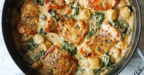 Creamy Chicken and Gnocchi - Damn Delicious Damn Delicious Chicken, Creamy Chicken And Gnocchi, Homemade Meatballs Easy, Chicken And Gnocchi, Gnocchi Recipes Homemade, How To Cook Gnocchi, Cauliflower Potatoes, Homemade Gnocchi, Chicken Ideas