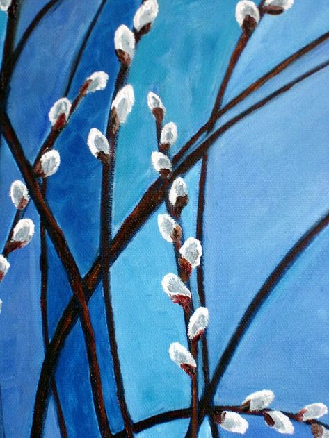 Window Art Diy, Willow Plant, Willow Tree Art, Mini Canvases, Decor Paintings, Greeting Card Art, Easter Greeting, Paint Night, Elementary Art Projects