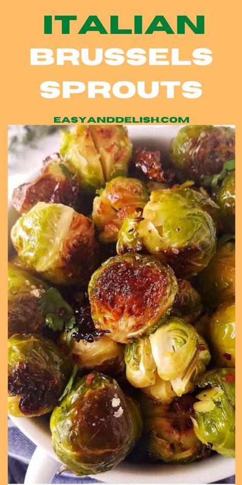 Make these Italian Brussels sprouts as a side for the holidays! Theya are crispy, quick to make, and quite delicious. Brussel Sprouts Recipes Easy, Air Fryer Brussels Sprouts, Brussels Sprouts Recipes, Sprouts Recipes, Quick Pasta Recipes, Gluten Free Sides, Sprouts With Bacon, Brussels Sprouts Recipe, Mouthwatering Recipes