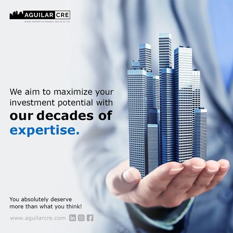 In the dynamic world of commercial real estate, knowledge is power. 💡🌟 Our team offers unparalleled market expertise to guide your investment journey. 📈 We provide in-depth analysis of market trends, identifying opportunities and potential challenges. 🔍 This empowers you to make informed decisions, optimize your portfolio, and maximize returns. 🚀💼  You absolutely deserve more than what you think! 🤩 👉 https://www.aguilarcre.com/ Real Estate Commercial, Investing In Real Estate, Market Trends, Knowledge Is Power, Commercial Real Estate, Real Estate Investing, Marketing Trends, What You Think, Stuff To Do