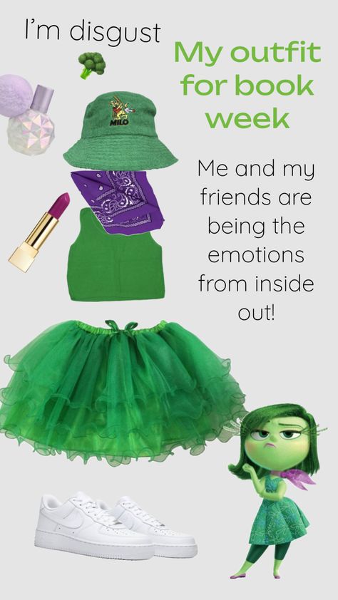 #insideout #bookweek #green #disgust #friends #gorup #groupcostume Unusual Halloween Costumes, Inside Out Party Ideas, Funny Group Halloween Costumes, Inside Out Costume, Lilly Pulitzer Outfits, Teacher Halloween Costumes, Friend Costumes, Cute Group Halloween Costumes, Matching Halloween Costumes