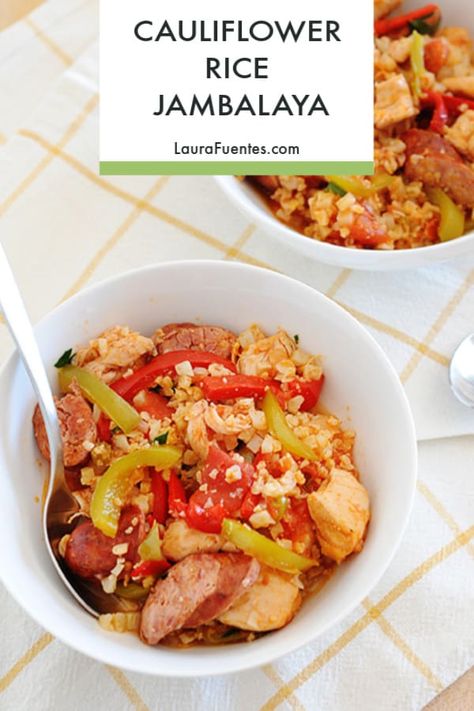 This healthy low carb jambalaya is made with cauliflower rice, chicken, and sausage for the ultimate paleo and Whole 30 meal. Healthy Chicken and Sausage Jambalaya takes less than 30 minutes to make and makes a great meal prep for office and school lunches. It's one keto dinner recipe you're going to love. #paleo #grainfree #ketomeals Low Carb Jambalaya, Healthy Jambalaya, Chicken And Sausage Jambalaya, Sausage Jambalaya, Shrimp And Sausage, Shrimp Sausage, Chicken Shrimp, Jambalaya Recipe, Boiled Egg Diet Plan