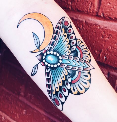 always find the light 🌙✨ moth tattoo made in Austin, TX Moth To Light Tattoo, Always Find The Light Moth Tattoo, Moth Light Tattoo, Whimsical Moth Tattoo, Moth And Flower Tattoo Color, Moth Tattoo, Dream Tattoos, Austin Tx, The Light