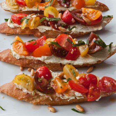 Tomato Crostini With Whipped Feta, Tomato Crostini, Best Ina Garten Recipes, Barefoot Contessa Recipes, Crostini Appetizers, Easter Food Appetizers, Ina Garten Recipes, Feta Recipes, Queso Feta