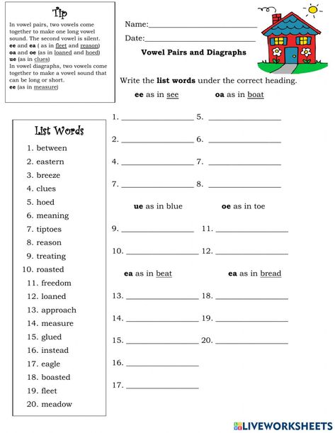 Vowel Pairs, Long Vowel Sounds, Spelling Test, Long Vowel, Consonant Blends, Vowel Sound, Long Vowels, Letter N Words, Compound Words