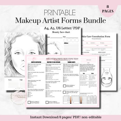 Professional Beauty Client Consultation Form Template Excel Sample Uploaded by Albert Sulton. Beauty client consultation form template, Documentation is of crucial importance for businesses and many companies irrespective of their size need dif... Fitzpatrick Skin Type, Printable Makeup, Client Record Book, Makeup Template, Skin Type Test, Client Consultation, Makeup Consultation, Makeup Skills, Daily Routine Planner