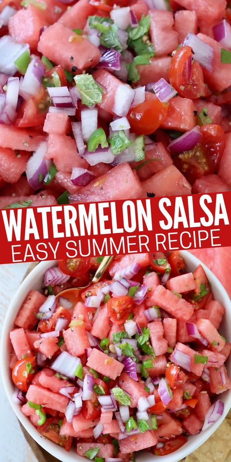 Watermelon Salsa Recipe, Best Watermelon, Pork Belly Tacos, Summer Salsa, Salsa Salad, Recipes With Fish Sauce, Watermelon Salsa, Birthday Plans, Basil Recipes