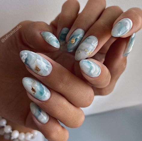 Ocean Nail Art, Nail Art Inspo, Boho Nails, Marble Nail Designs, Milky Nails, Art Designs Ideas, Art Deco Nails, Wow Nails, Summer Nail Art