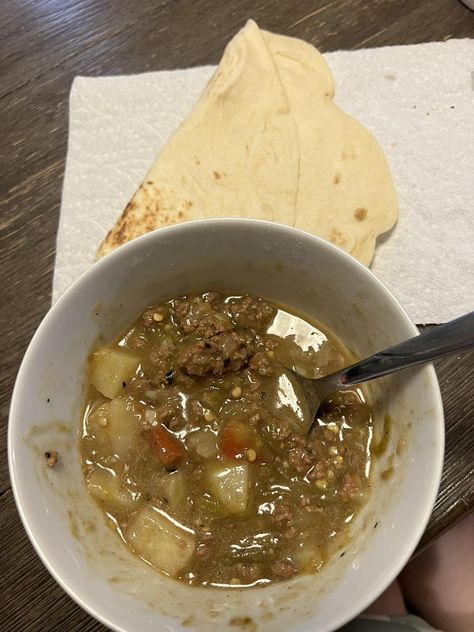 This Colorado Green Chili Stew with Homemade Tortillas is a comforting and hearty dish that combines tender ground beef, russet potatoes, and the vibrant flavors of green chilis. The rich, dark roux made from olive oil and flour forms the base of this stew, giving it a deep, robust flavor, while the slow simmering process […] Green Chili Beef Stew, Pork Green Chili Recipe Colorado, Colorado Green Chili Recipes, Colorado Green Chili, Green Chili Stew, Chili Stew, Green Chili Pork, Ground Beef Stews, Green Chile Stew