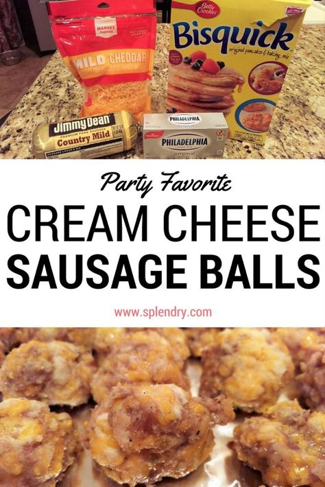 Cheese Sausage Balls, Cream Cheese Sausage, Cream Cheese Sausage Balls, Sausage Balls Recipe, Tarte Fine, Sausage Balls, Appetizers Easy Finger Food, Finger Foods Easy, Cheese Sausage