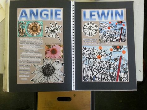 Angie Lewin Angie Lewin Gcse Sketchbook, Botanical Textiles, Textiles Book, Gcse Sketchbook, Angie Lewin, Gcse Art Sketchbook, Organic Structure, Art Fonts, Gcse Art