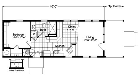 The Paradise | 580 Sq Ft Manufactured Home Floor Plans in Phoenix,$mcStateDesc  40'x15' 560 Sq Ft House Plans, Manufactured Homes Floor Plans, Modular Floor Plans, Palm Harbor Homes, Beach House Plan, Modular Home Floor Plans, Cabin Floor, Stucco Homes, Cabin Floor Plans