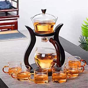 RORA Lazy Kungfu Glass Tea Set Magnetic Water Diversion Rotating Cover Bowl Semi-Automatic Glass Teapot Suit (6 tea cups) : Amazon.co.uk: Home & Kitchen Tea Room Aesthetic, Chinese Tea Room, Elegant Tea Set, طقم شاي, Glass Tea Set, Blooming Tea, Teapots Unique, Coffee Server, Unique Tea