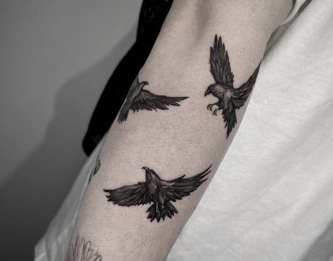 Icarus Painting, Crow Tattoo For Men, November Tattoo, Black Crow Tattoos, Crow Tattoo Design, Crow Tattoo, Half Sleeve Tattoos For Guys, Raven Tattoo, Greek Tattoos