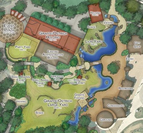 Zoo Drawing, Theme Park Planning, Giraffe Feeding, Zoo Games, Zoo Inspiration, Zoo Map, Zoo Tycoon, Landscape Architecture Diagram, Zoo Design