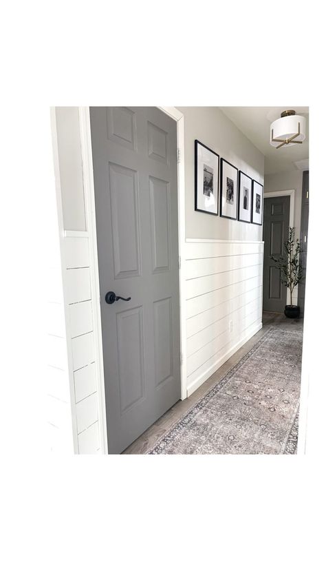 Dark Grey Doors Interior Modern, Grey Interior Doors With White Trim, Gray Interior Doors White Trim, Grey Indoor Doors, Gray Trim And Doors, Light Grey Doors Interior, Gray Doors Interior, Grey Doors White Trim, Grey Doors Interior