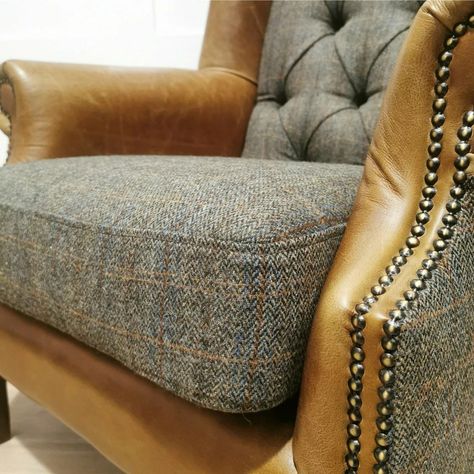 Traditional Armchairs, Winged Armchair, Wingback Armchair, Wing Chair, Furniture Upholstery, Harris Tweed, Leather Armchair, Tufting Buttons, Wingback Chair