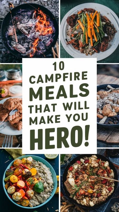 10 Campfire Meals That Will Make You the Hero of Your Next Camping Trip ⛺️ Steak Camping Meals, Gf Camping Meals, Gourmet Campfire Meals, Dinner Over Campfire, Gluten Free Camping Meals Easy, Fire Pit Dinner, Propane Stove Meals, Campfire Skillet Meals, Unique Camping Meals