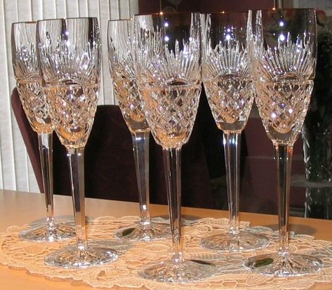 Waterford Crystal Patterns, Wedding Wine Glasses, Wedding Champagne Glasses, Glassware Storage, Crystal Pattern, Waterford Crystal, Glassware Set, Champagne Glasses, Champagne Flutes