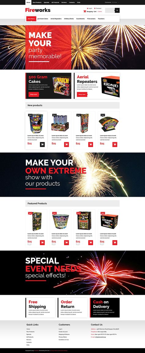 Fireworks Shop ZenCart Template  #Shop #Fireworks #Template Fireworks Template, Firework Shop, Website Template Design, Web Design Software, Design Technology, Design Bundles, Website Template, Designs To Draw, Web Development