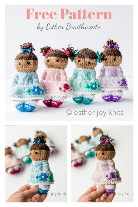 Knitting Dolls Free Patterns, Knitted Dolls Free, Teddy Bear Knitting Pattern, Christmas Knitting Patterns Free, Miniature Knitting, Knitted Doll Patterns, Knitted Toys Free Patterns, Knitting Toys, Knitting For Charity