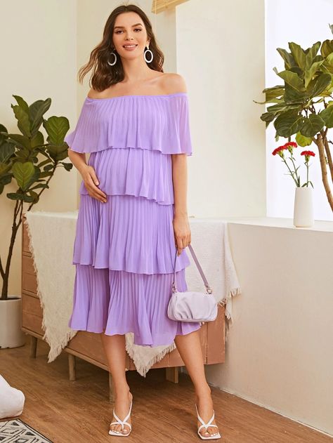 Off Shoulder Maternity Dress, Latest Maternity Dresses, Siya Ke Ram, Shein Maternity, Stylish Maternity Outfits, Pregnancy Care, Stylish Maternity, Pregnancy Shoot, Maternity Dress