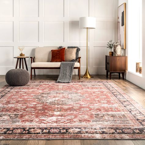 Canora Grey Buine Oriental Area Rug in Red | Wayfair Living Room Red, Area Rug For Living Room, Hall Rugs, Washable Area Rug, Rugs Usa, Living Room Area Rugs, Rug For Living Room, Dining Room Kitchen, Red Area Rug