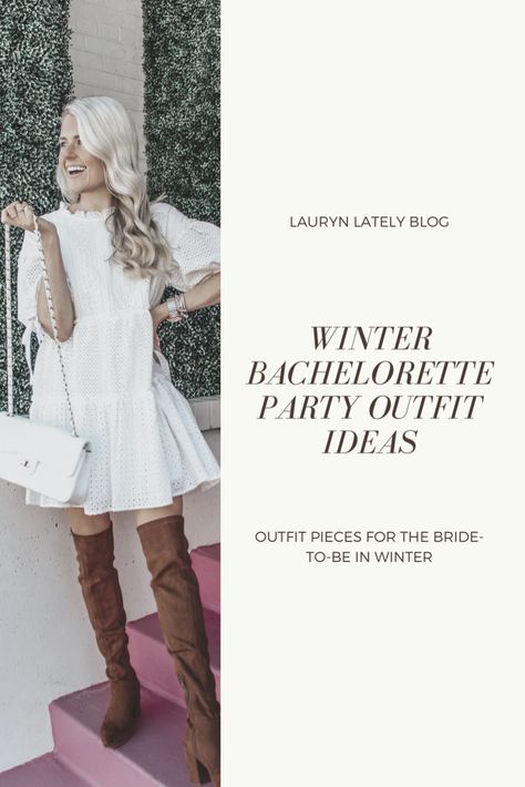 Winter bachelorette party outfit ideas! Bride Outfits For Bachelorette Party Winter, Bachelorette Party Outfits Winter, Bachelorette Outfits Winter, Winter Hens Party Outfit, Fall Bachelorette Party Outfit Bride, Cold Bachelorette Party Outfit, Cold Weather Bachelorette Outfit, Winter Bachelorette Party Outfit Bride, Bachorlette Party Outfits