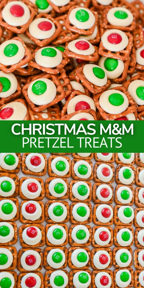 Make this holiday white chocolate M&M pretzel recipe for an easy Christmas treat in just 20 minutes! Fun for kids to make and the perfect easy idea for cookie exchanges. Pretzels With M&ms Holiday Treats, Pretzel M M Treats, M&m Pretzels, Pretzel With M&m, Pretzel And M&m Treats, Pretzel M&m, Pretzel White Chocolate M&m, M M Pretzel Treats, Pretzel Chocolate M&m's