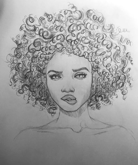 A sketch done by s.lyn97 on Instagram #curlyhair #sketchofgirlwithcurlyhair Realistic Animal Drawings, Sketch Instagram, 얼굴 드로잉, Art Sketches Doodles, 얼굴 그리기, Art Sketches Pencil, Arte Sketchbook, Pencil Art Drawings, Cool Art Drawings