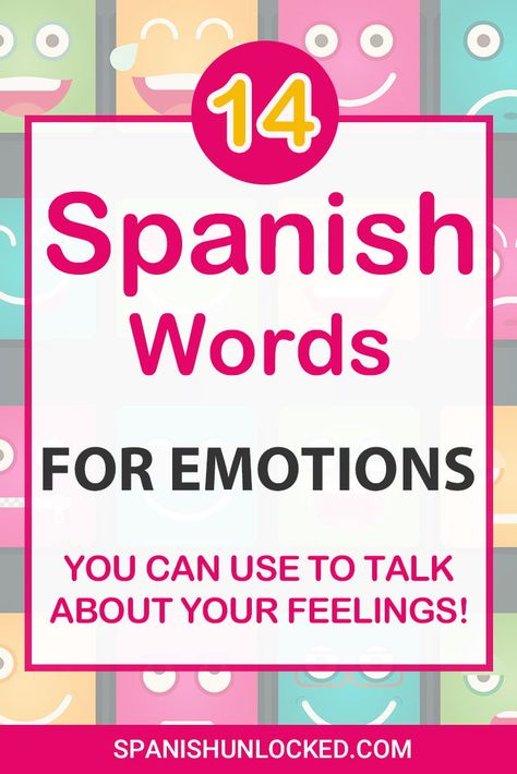 Learn these easy Spanish vocabulary to talk about your emotions, feelings, and physical descriptions! Including happy - feliz, sad - triste, angry - enojado, tired - cansado, scared - asustado, in love - enamorado, and more basic Spanish words and phrases that are used often in converstions. Lots of Spanish words you can use right away. Spanish for beginners.español, espanol #learnspanish #learningspanish #spanishforbeginners #howtolearnspanish  #speakspanish #spanishemotions #feelingsspanish Simple Spanish Words, Spanish For Beginners, Best Language Learning Apps, Spanish Expressions, Spanish Learning Activities, Basic Spanish, Basic Spanish Words, Spanish Conversation, Learn To Speak Spanish