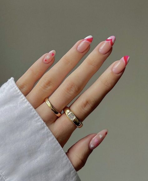 50+ Insanely Cute Valentine's Day Nails That Will Steal The Show February Nails Ideas Valentines Day Pink, Valentines Day Nails Almond Shape, Red Valentines Day Nails Acrylic, Valentines Day Nails 2023, Trendy Valentines Day Nails, February Nails Ideas Valentines Day, Heart Nail Designs, February Nails, Nail Designs Valentines